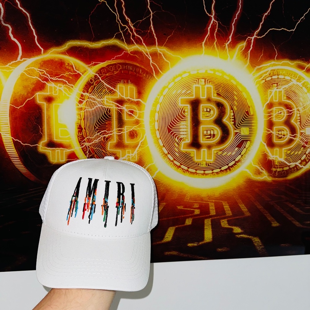 AMIRI Classic Paint Drip White Hat With Embroidered Logo Mens Luxury